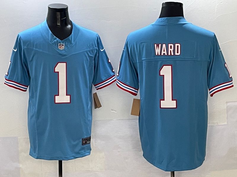 Men Tennessee Titans #1 Ward Light Blue Three generations Nike Limited 2025 NFL Jersey style 1